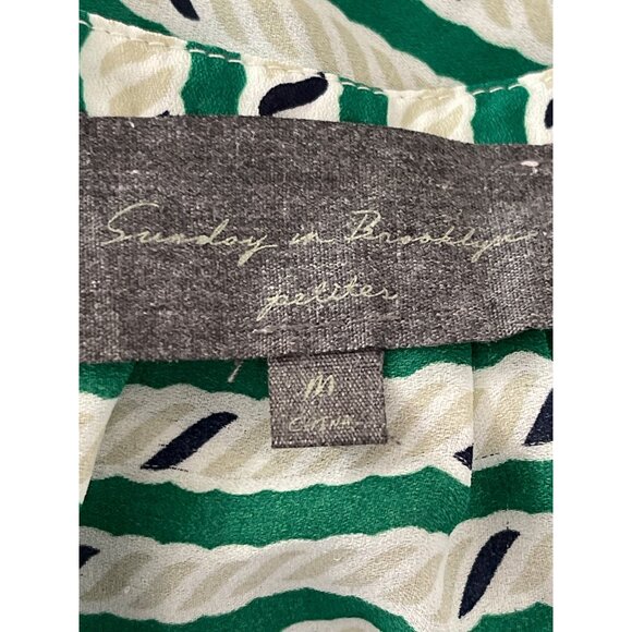 Sunday in Brooklyn MP Striped Green & White Blouse With Button Detail - Picture 5 of 6